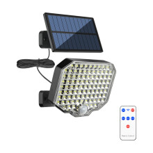 Poaug Solar Wall Light with Remote, 16.4ft Cord, Separate Panel, 3 Modes, Rainproof LED Lamp for Outdoor, Compatible with Patio, Porch, Cabin