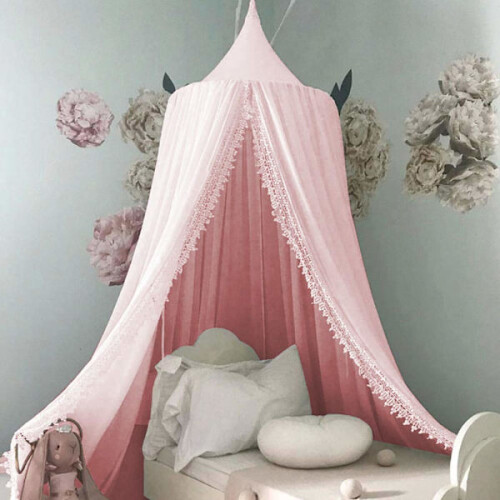 Children's bed canopy, round dome, pink 1