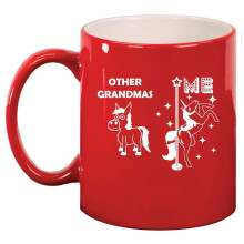 Grandma Superstar Unicorn Funny Grandmother Gift Ceramic Coffee Mug Tea Cup Gift for Her, Him, Friend, Coworker, Wife, Husband (11oz Red)
