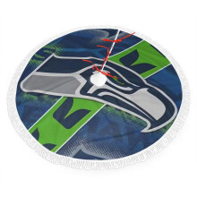 Seahawks Christmas Fringe Edge Plush Tree Skirt, Compatible with NFL Fan Decor, Bright Colors, Easy Install, Great Gift (30" 36" 48")