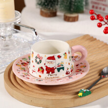 Nrmrqz Ins Christmas Ceramic Coffee Cup Border Cup And Saucer Set Companion Gift Water Cup Vintage Style Mugs