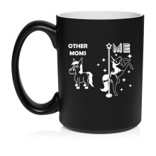 Mom Superstar Unicorn Funny Mother Ceramic Coffee Mug Tea Cup Gift for Her (15oz Matte Black)