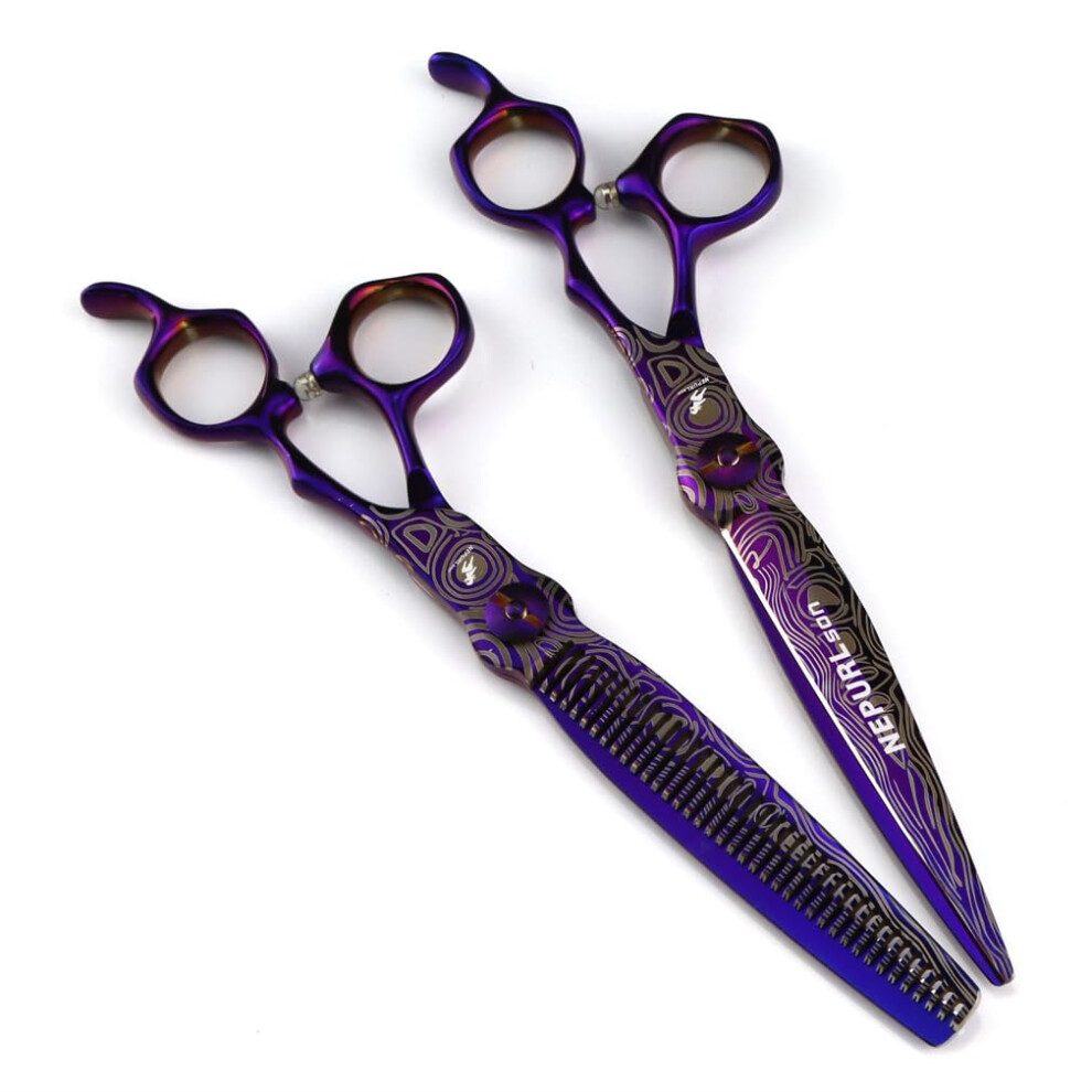 Professional Hair Cutting Scissors and Thinning Shears Kit, Japanese Steel, Barber Salon Haircut Set