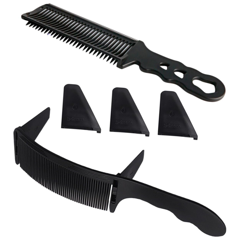 Barber Hair Cutting Comb Set with Curved and Straight Design for Precise Styling and Grooming