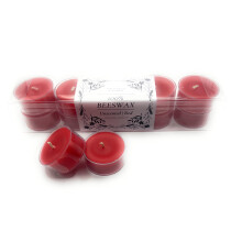 Red Beeswax Tealight Candles 10 Pack Unscented Smokeless Long Burn for Home Decor and Meditation