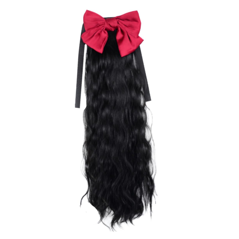 Unisex Black Synthetic Ponytail Extension Long Braided Clipon Hairpiece For Women Natural Look