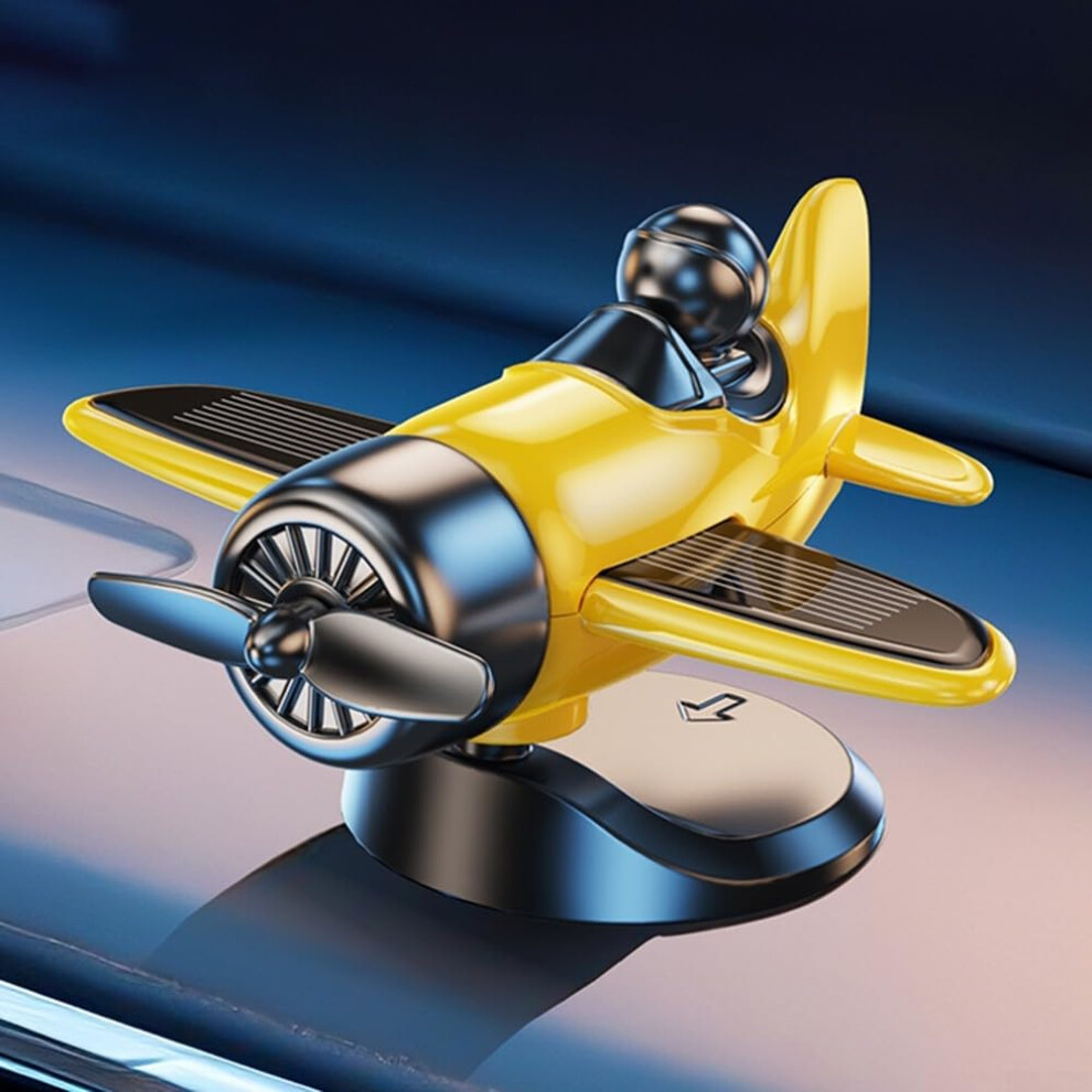 Solar Powered Rotating Fighter Plane Dashboard Ornament With Lightactivated Propeller Spin Yellow 9070919657153
