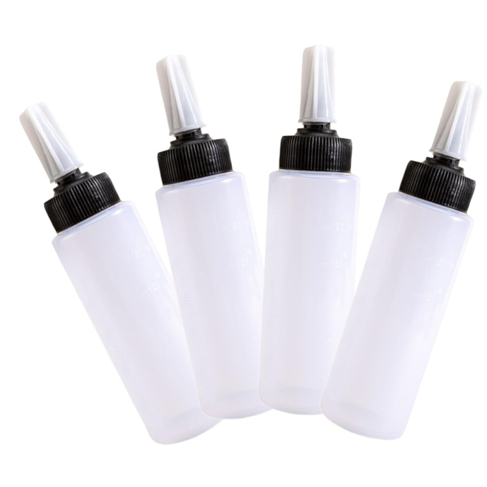 White 4Pcs Refillable Hair Dye Applicator Bottles With Precise Flow Control For Salon Hair Coloring