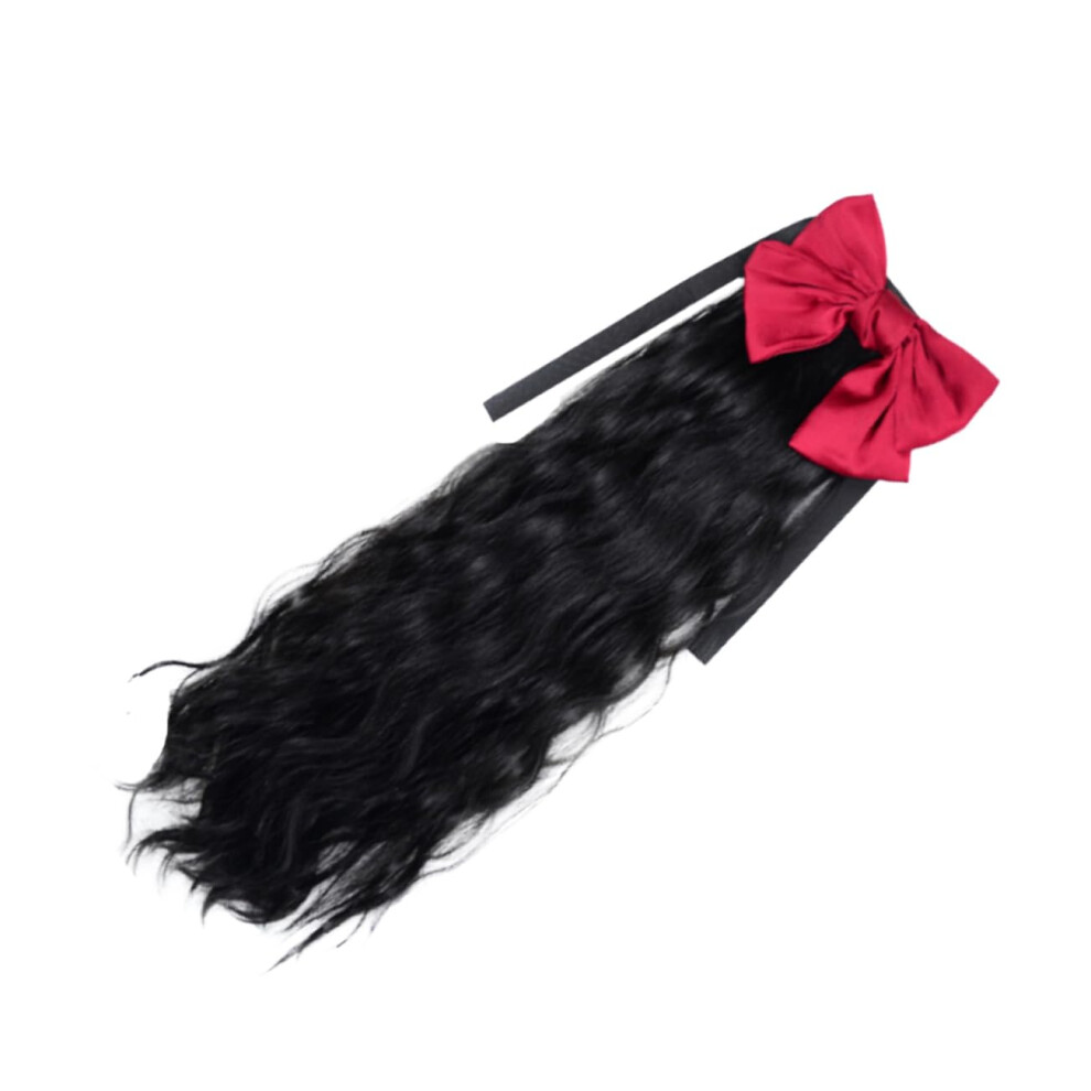 Unisex Ponytail Hair Extension With Realistic Curly Texture, Clip In Long Wig Hairpiece For Women