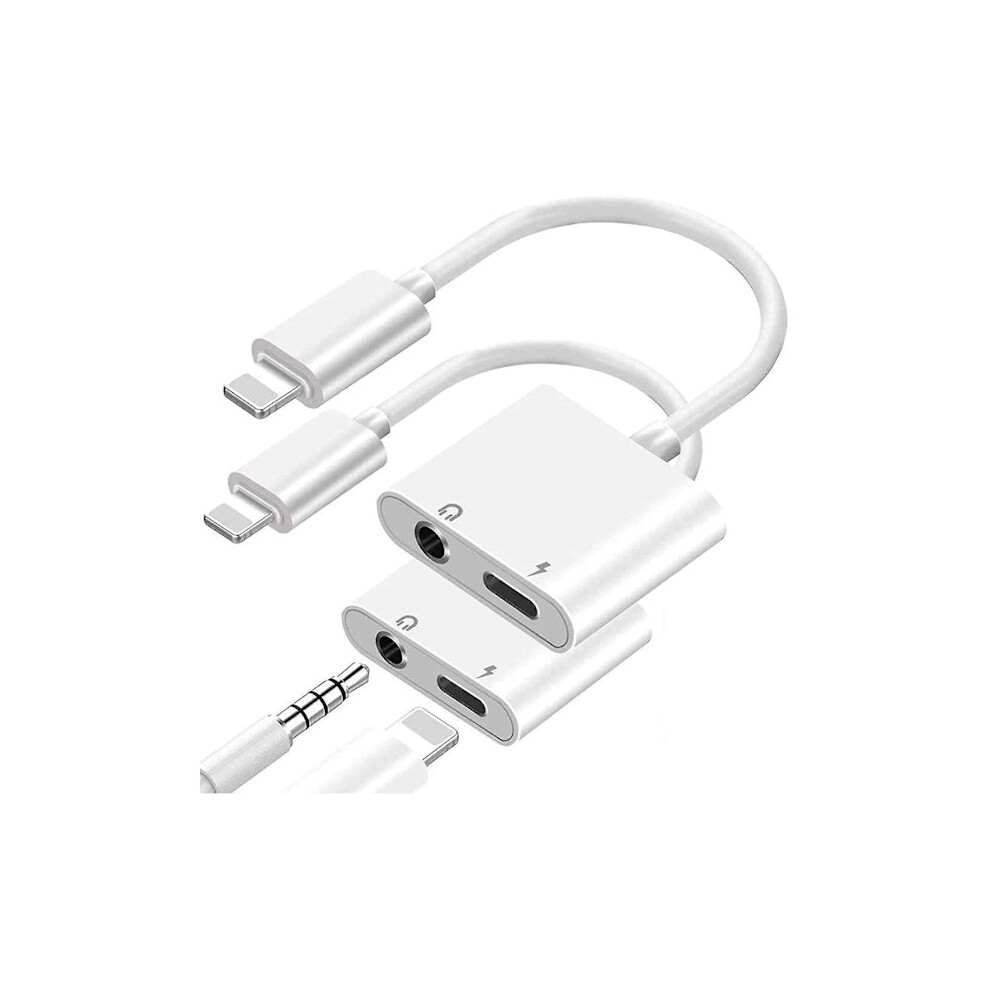 2-Pack Mfi Certified 2-In-1 Lightning Adapter, Compatible With Iphone, 3.5Mm Headphone Jack & Charger Splitter 9009879015604