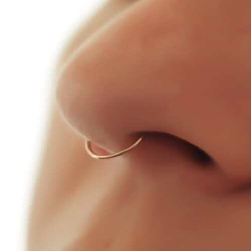 Xinyolin Thin Brass Non-Piercing Loop Open Nose Ring, Women's Jewelry Charm Decor 2