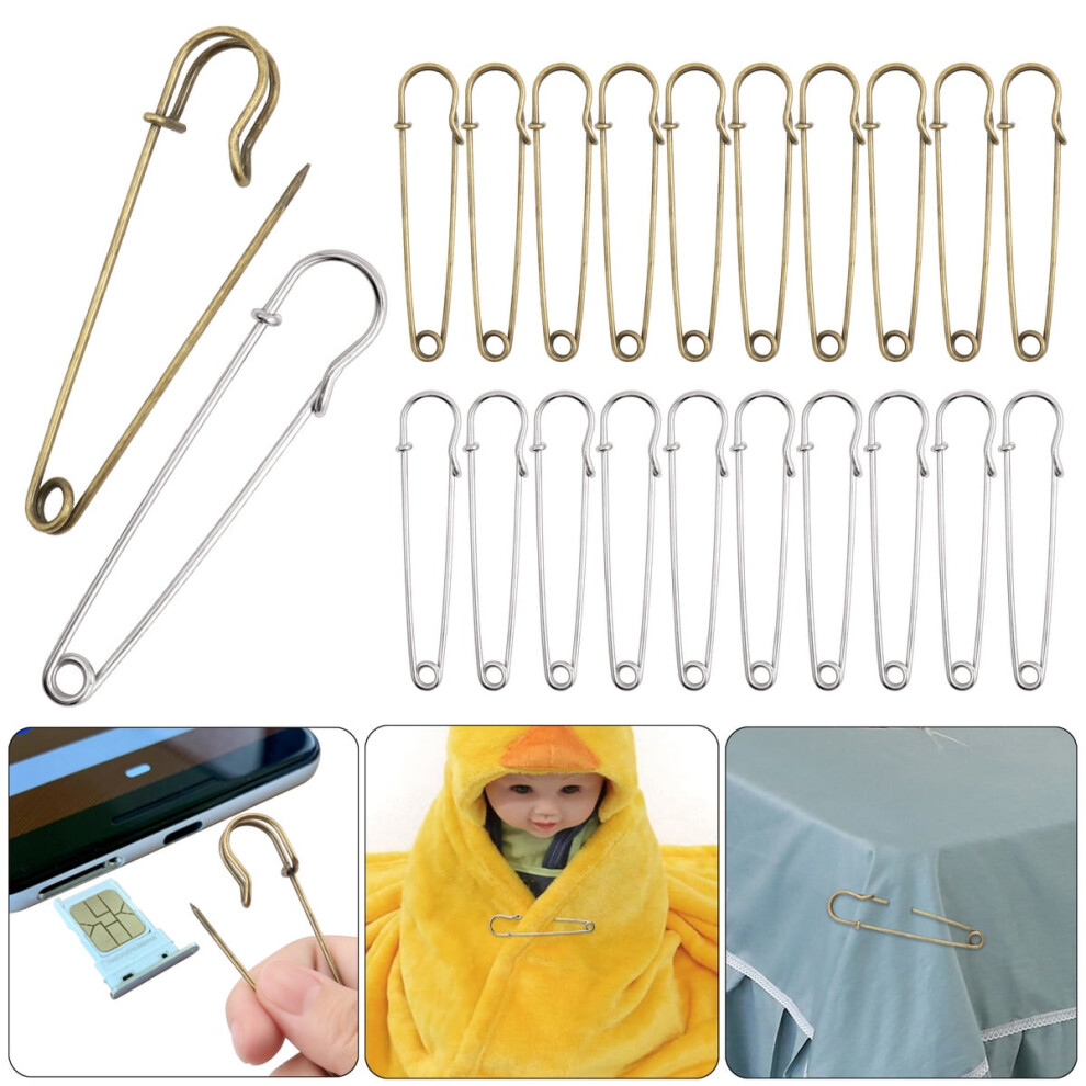Luxtrada 10Pcs 3" Heavy Duty Stainless Steel Safety Pins, Extra Strong & Sturdy, Bulk Pins For Blankets, Skirts, Crafts, Kilts (Green Bronze) 9180479476566