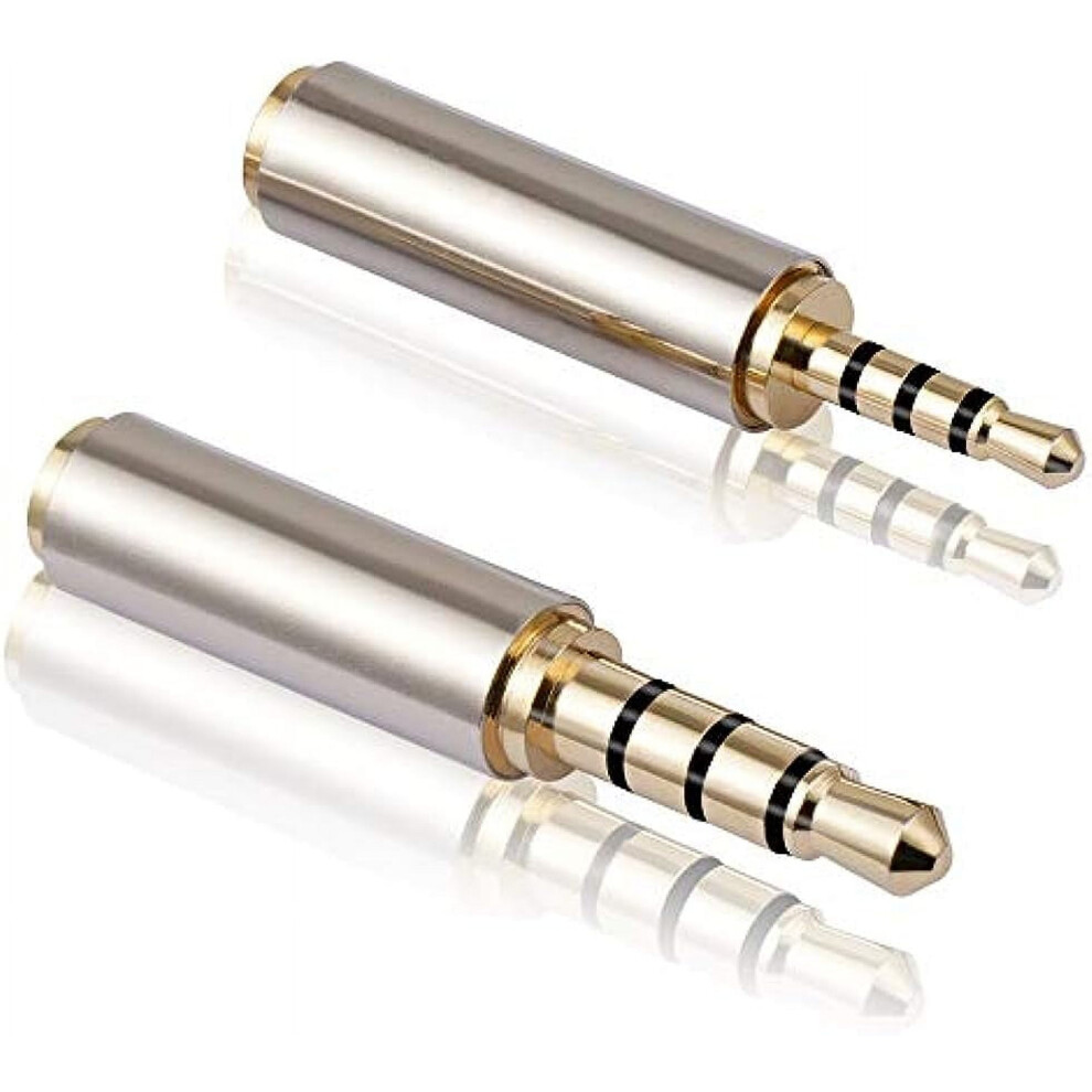 2.5Mm To 3.5Mm & 3.5Mm To 2.5Mm Adapter, Plated Stereo Converter For Smartphones, Headphones, Mic, Tablets, Mic Function (2Pcs) Gold 9180479476825