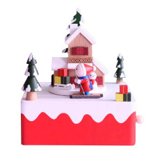 Christmas Wooden Music Box Christmas Skier Musical Box for Her,Musical Box Smart Castle Toy Birthday Present for Lover Friends and Children