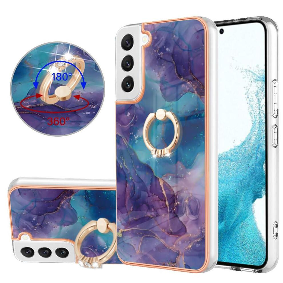 Case For Compatible With Samsung Galaxy S22 Plus 5G Marble Shockproof Tpu Silicone 360 Rotatable Ring Bumper 9180479478348