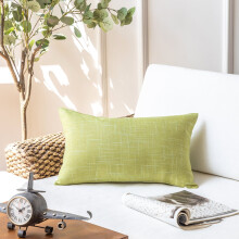 Phantoscope Soft Textured Linen Burlap Series Decorative Throw Pillow, 12" x 20", Yellow Green, 1 Pack