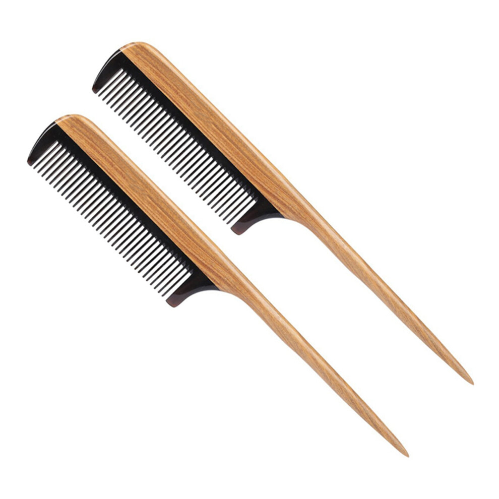 Unisex Black,Purple 2X Hair Combs -Natural Fine Tooth Wooden Tail Comb - No Static Purple Heart Wood Comb With Black Horn Teeth