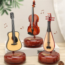 Hesroicy Clockwork Movement Rotating Music Box with Music Function Guitar Violin Musical Box Instrument Birthday Gift