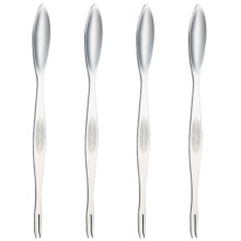 Stainless Steel Crab Tongs 4-Pack, 20cm Silver Crab Eating Tools Compatible with Crab Claw, Needle, Fish & Seafood