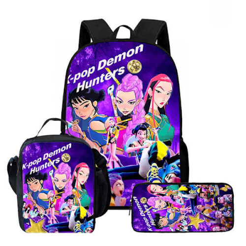 K-Pop Demon Hunter Backpack Shoulder Bag Lunch Bag Pencil Case School Backpack 3PCWKH0010 2