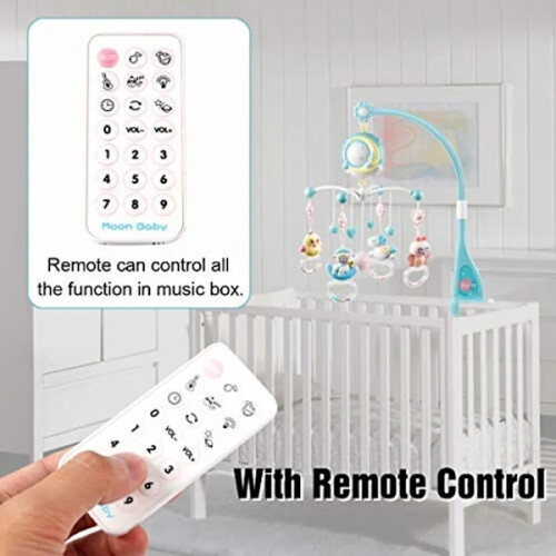 Crib with lights and music, projector and remote control 2