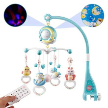 Crib with lights and music, projector and remote control