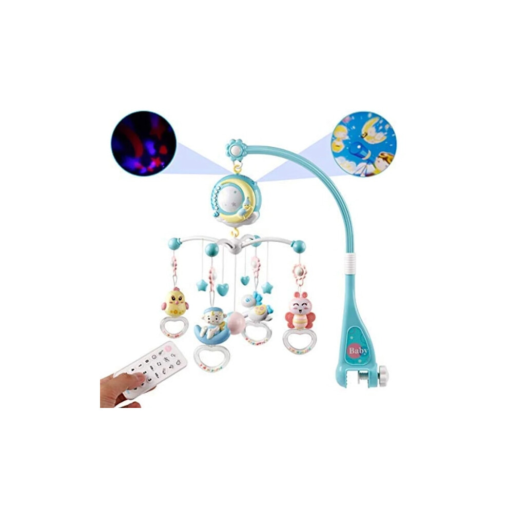 Crib with lights and music, projector and remote control