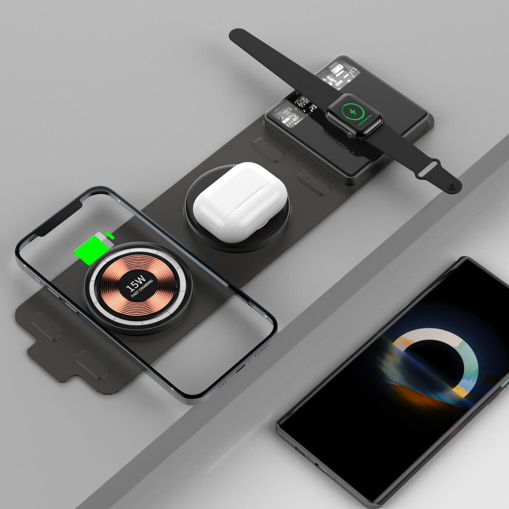 Wireless Charger, Wireless Charging Station Foldable 3 In 1 Charging Station For Multiple Devices 15W Wireless Charger Ios & Android 9557311164491