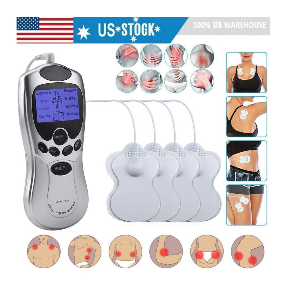 Blue Lcd Unit Machine Electric Pulse Massager Muscle Stimulator Pain Relief Therapy