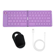 Chicmine Mini Bi-fold Wireless Keyboard Portable Laptop Tablet Rechargeable Foldable Bluetooth-compatible Keyboard for Window for iOS for Android