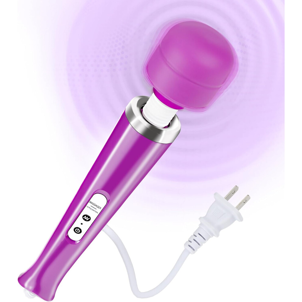 Wired Handheld Massager, 10 Speeds, Deep Tissue Massage for Back, Foot, Neck & Body (Purple)
