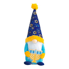Ruhiku GW Hanukkah Doll Rudolph Decoration Blue Hat Faceless Doll Furniture Decoration