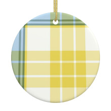 McGrath Tartan Blue & Yellow Irish Plaid Christmas Ornament - Ceramic Tree Decoration, Holiday Gift Idea