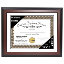 TiaGOC 12x16 Mahogany Finish Diploma Frame with White Matting Holds 12 by 16-inch Documents with Glass and installed Wall Hanger
