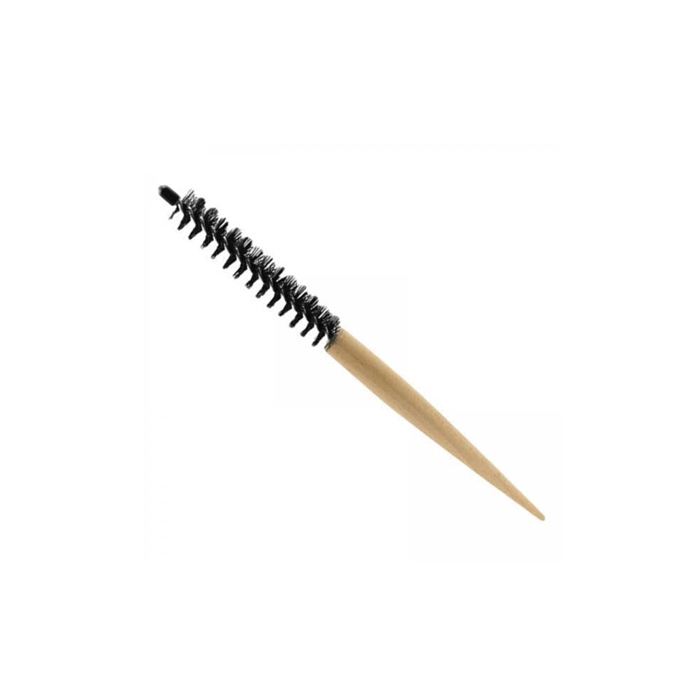 2x Small Round Hair Brush with Nylon Bristles for Blow Drying and Frizz Control, Wood Handle