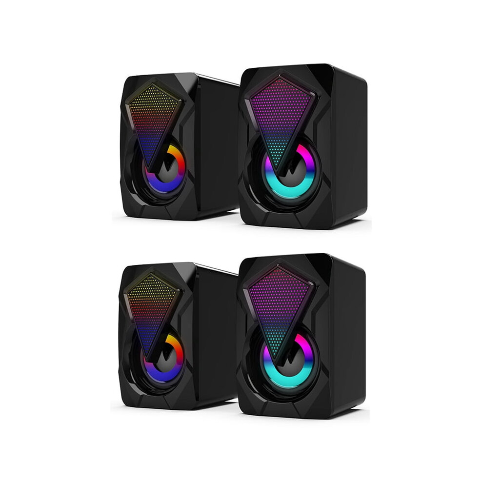 2X X2 Computer Speakers With Subwoofer For Pc Desktop Computer Led Ing Home Theater System Usb Wired Sound Box Light 9450273695693