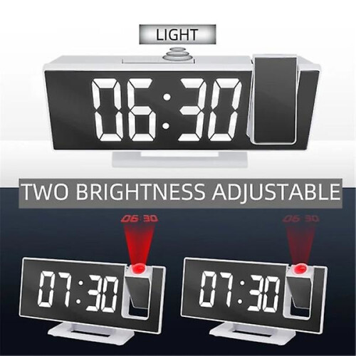 LED Digital Alarm Clock Projection Clock Projector Ceiling Clock with Time Temperature Display Backlight Snooze Clock for Home White red 2