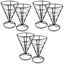 Cone Snack Holder French Fries Stand Basket Stainless Steel Metal Cones for Baking Display 6 Pcs