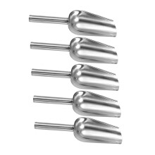 Stainless Steel Ice Scoop Commercial Maker Machine Shovel Metal Spoons Cube Portable Food Candy Scoops for Canisters Grain 5 Pcs