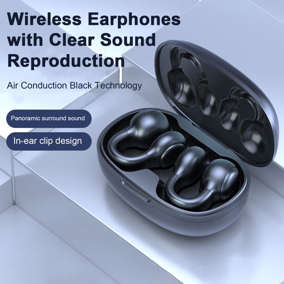 Susuchens Wireless Earbuds Hifi Stereo Sound Waterproof Bone Conduction Built-In Mic Bluetooth-Compatible 5.3 Ear Clip Gaming Earphone White 9558633689228