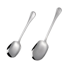 2Pcs Stainless Steel Food Serving Spoons Practical Self-service Scoops (Silver)