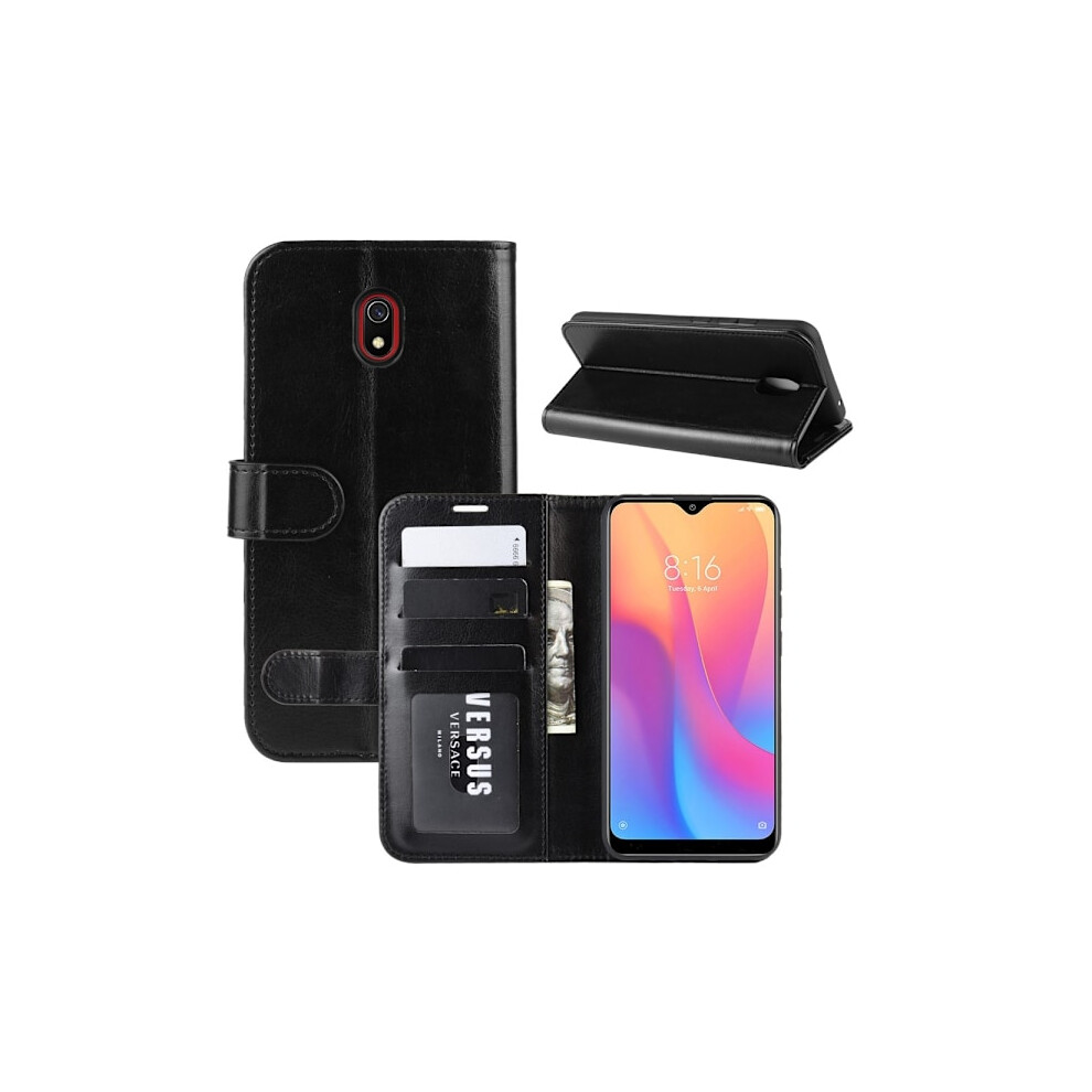 Compatible With Xiaomi Redmi 8A - Crazy Horse Wallet Case - Black 9193271536161