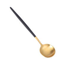 1pc Portuguese Tableware Flatware Titanium Spoon Hotel West Silverware 304 Stainless Steel Cutlery Spoon(Black Golden Meal Spoon)