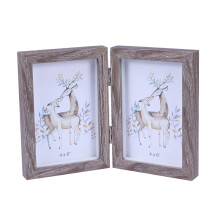 4x6 Inch Fashion Simple Wooden Picture Frame Double Rectangular Photo Frame (Light Grey)