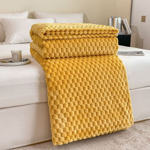 Soft plush throw for sofa 100x150 (yellow)