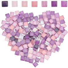 200 Pieces Mosaic Tiles Glass Mosaic Square Shape Stained Glass Pieces Mixed Color for DIY Crafts Puzzle Photo Frames Handmade Purple