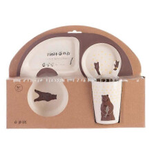 Creative New Bamboo Fiber Children's Dinnerware Set Five Pieces Set Preschool Baby Rectangle.Three.Bears Five.piece.set.with.box