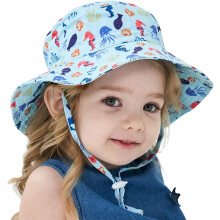 Baby Kids Printed Sun Hat Wide Brim UPF 50+ UV Protection Bucket Hat Fishman Cap (6 Months-8 Years)