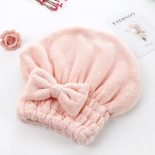 Hair towel with bow and shower cap for hair drying