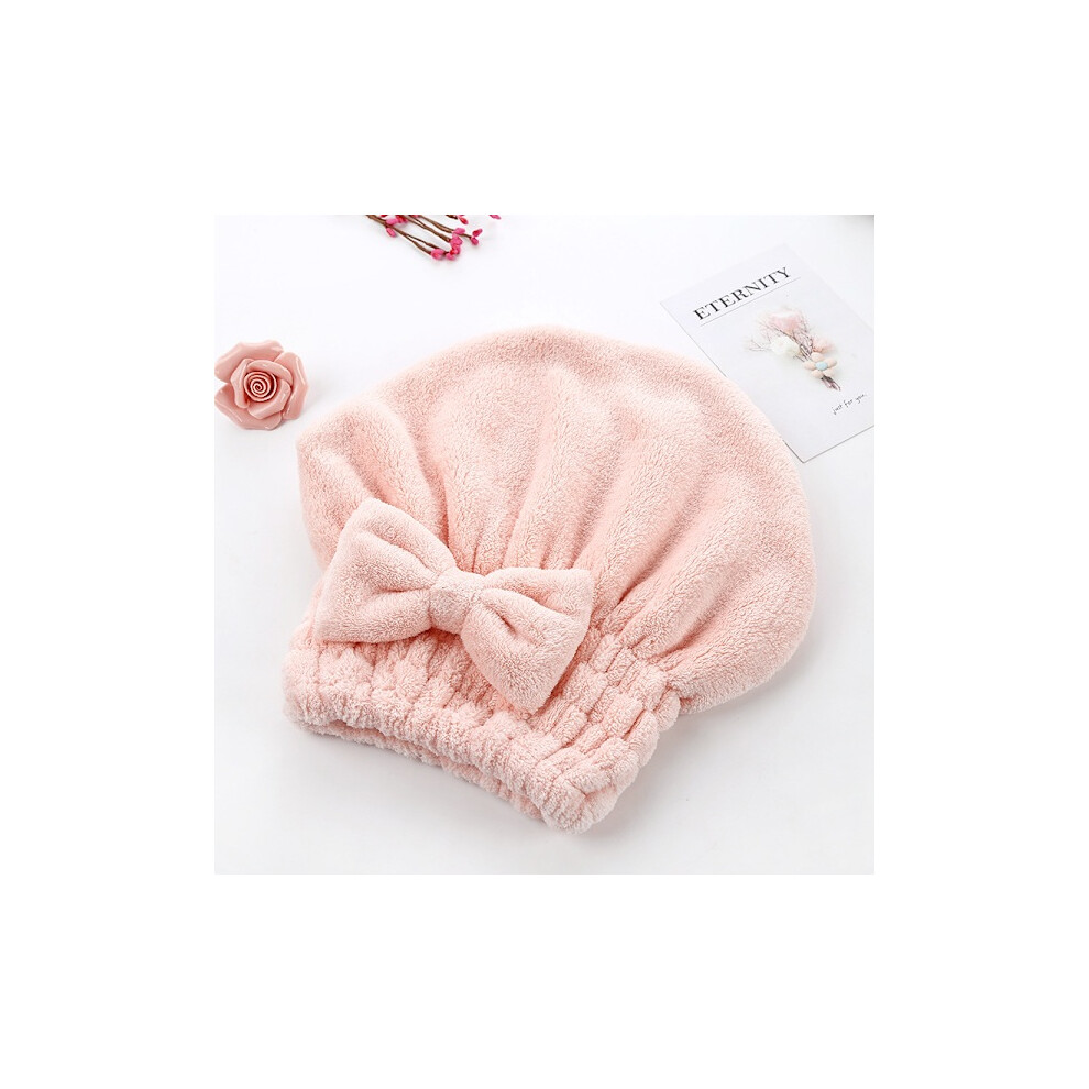 Hair Towel With Bow And Shower Cap For Hair Drying Coral 9418476312120